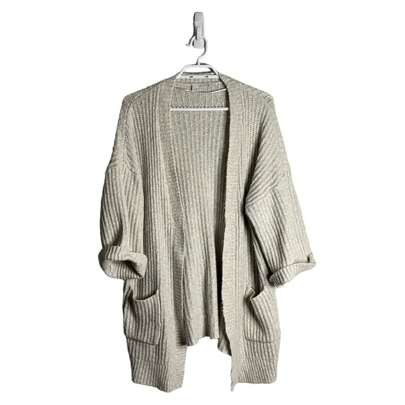 kaffe Sweaters - Kaffe Women's Light Gray Open Front Knit Cardigan